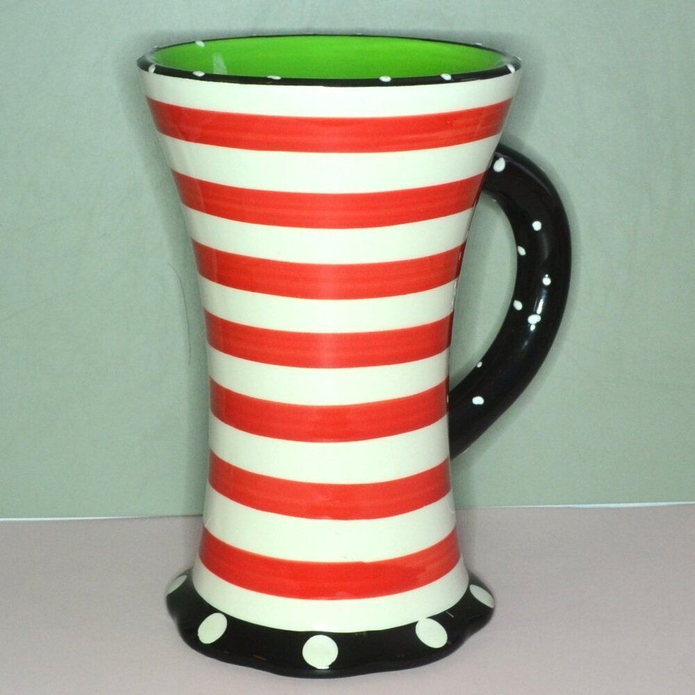 Pair Of Pier 1 Colorful Mugs Polka Dots Stripes Vivid Colors Drinkware - Picture 3 of 11